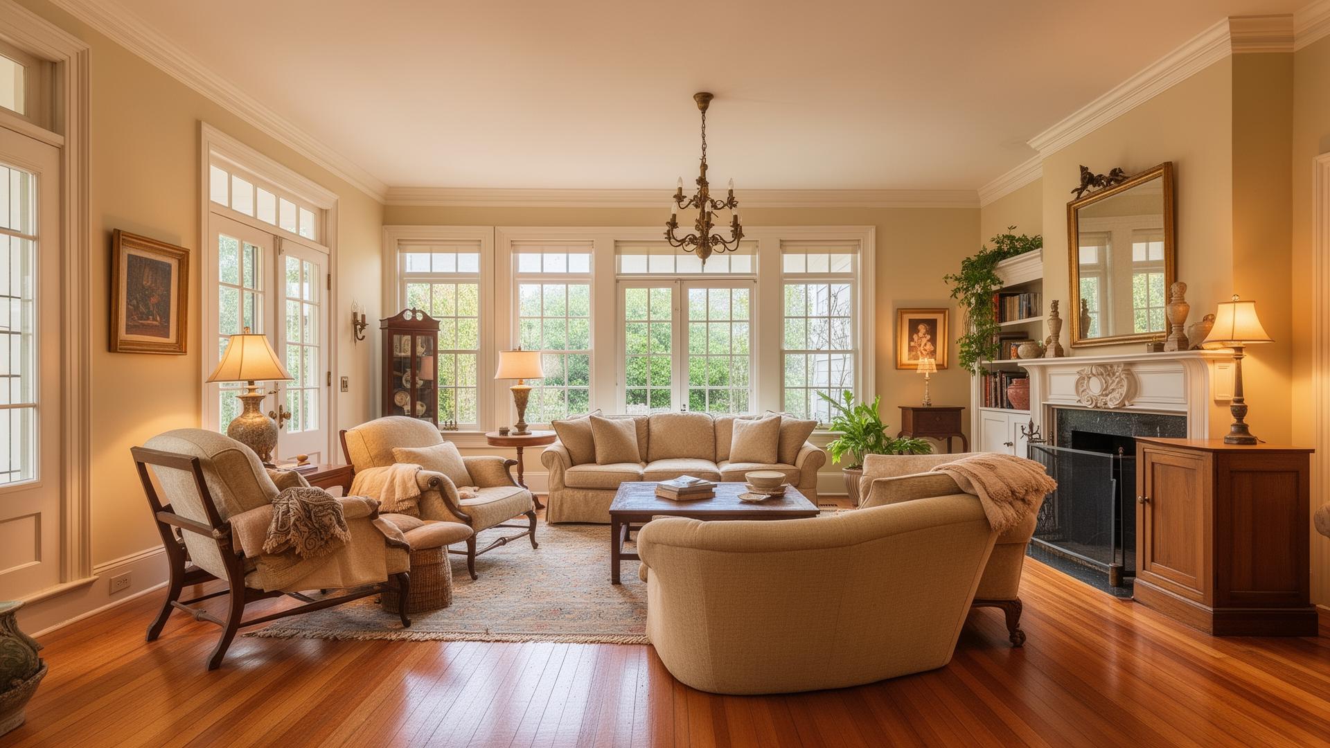 Beautifully styled Athens GA living room prepared for market by Pamela Michna Properties